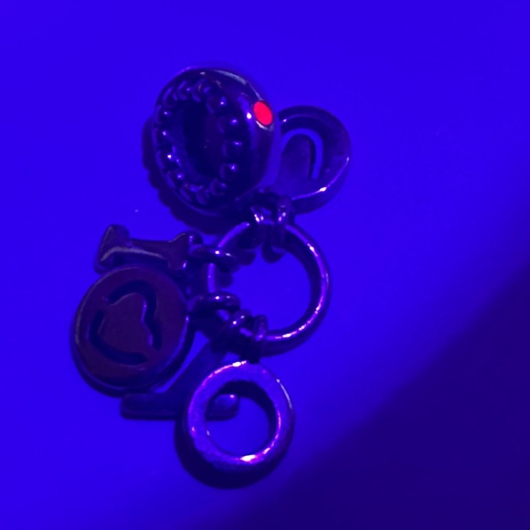 S925 ALE Pandora I Love ❤️ YOU Dangle Charm - Sterling Silver, Red Stone UV Glow - Picture 4 of 5